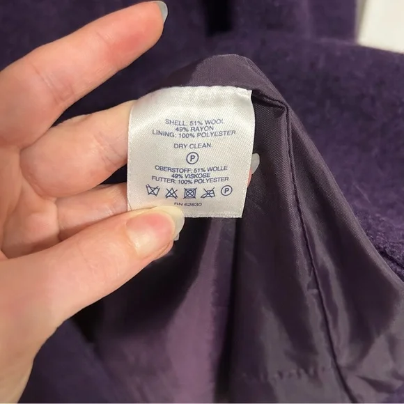 Lands’ End Women’s Wool Blend Pea Coat Purple Size 18 - Picture 6 of 11